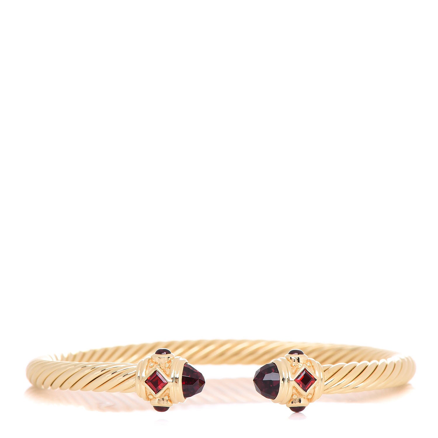 David Yurman 18K Yellow Gold Garnet 5mm Renaissance Bracelet 1 of 5