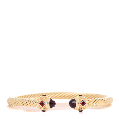 David Yurman 18K Yellow Gold Garnet 5mm Renaissance Bracelet 1 of 5