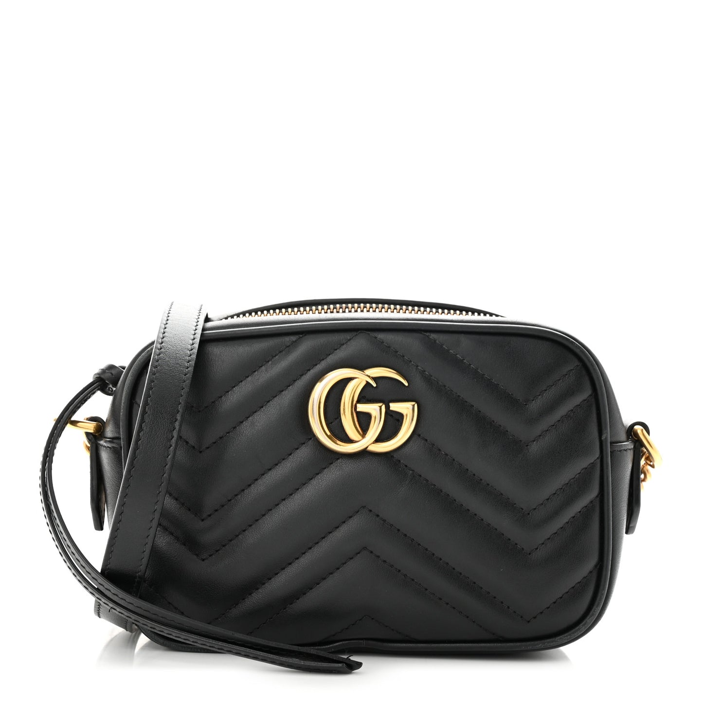 Calfskin Matelasse Mini GG Marmont Chain Shoulder Bag Black