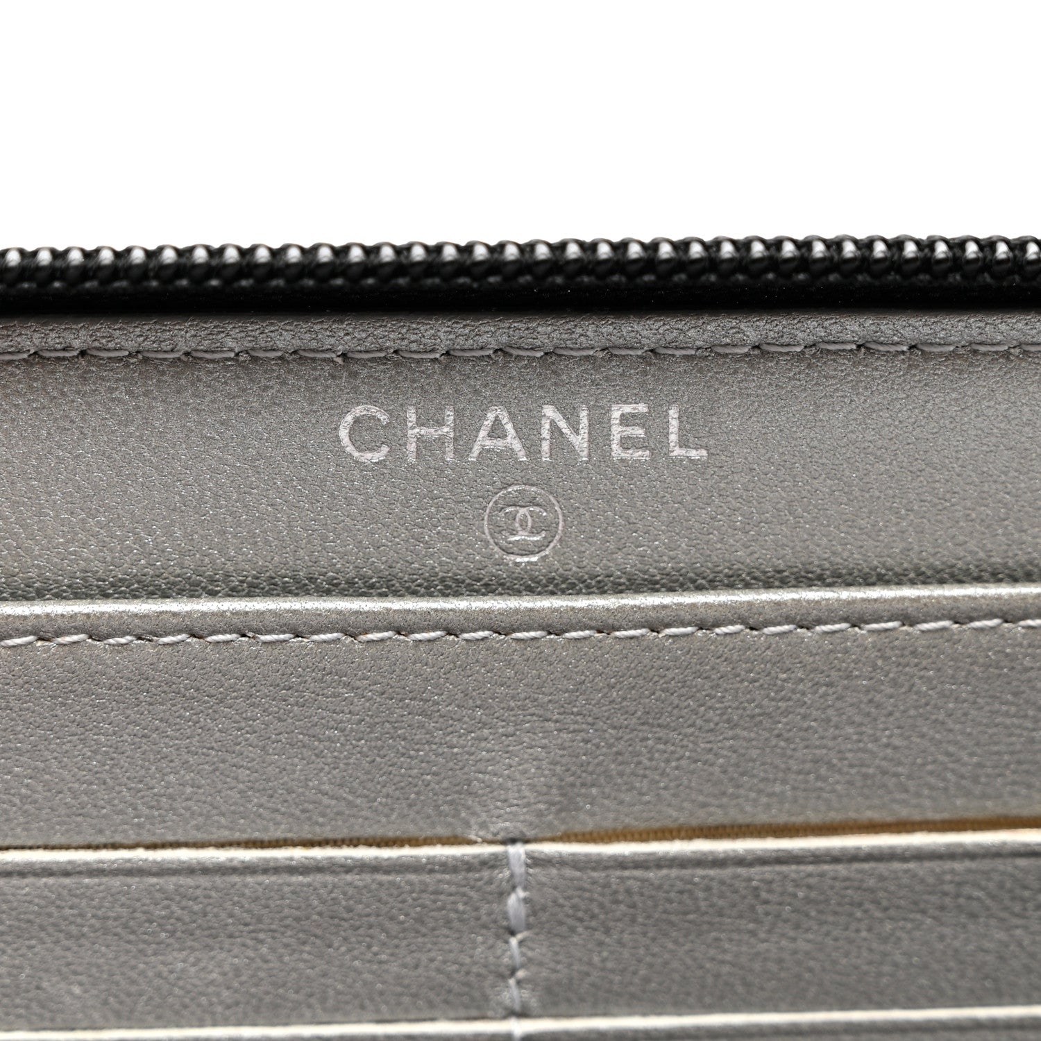 Chanel Lambskin Camellia Embossed Zip Around Gusset Wallet Black 6 of 9