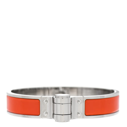 Hermes Enamel Charniere Uni Narrow Hinged Bracelet S Orange Fruite 1 of 6