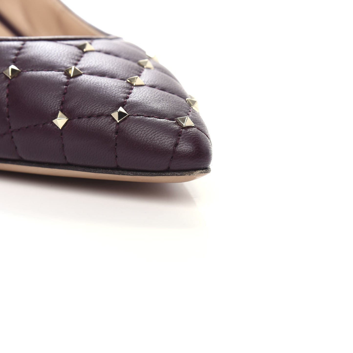 Nappa Quilted Rockstud Spike Slingback Low Heel Pumps 39 Rubin
