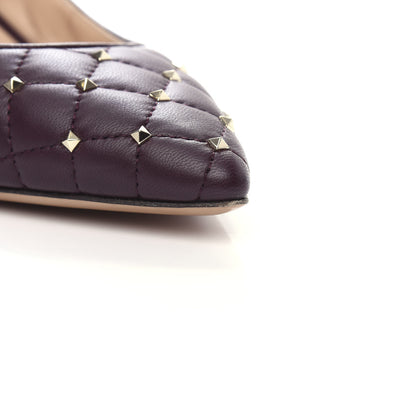 Valentino Garavani Nappa Quilted Rockstud Spike Slingback Low Heel Pumps 39 Rubin 13 of 13