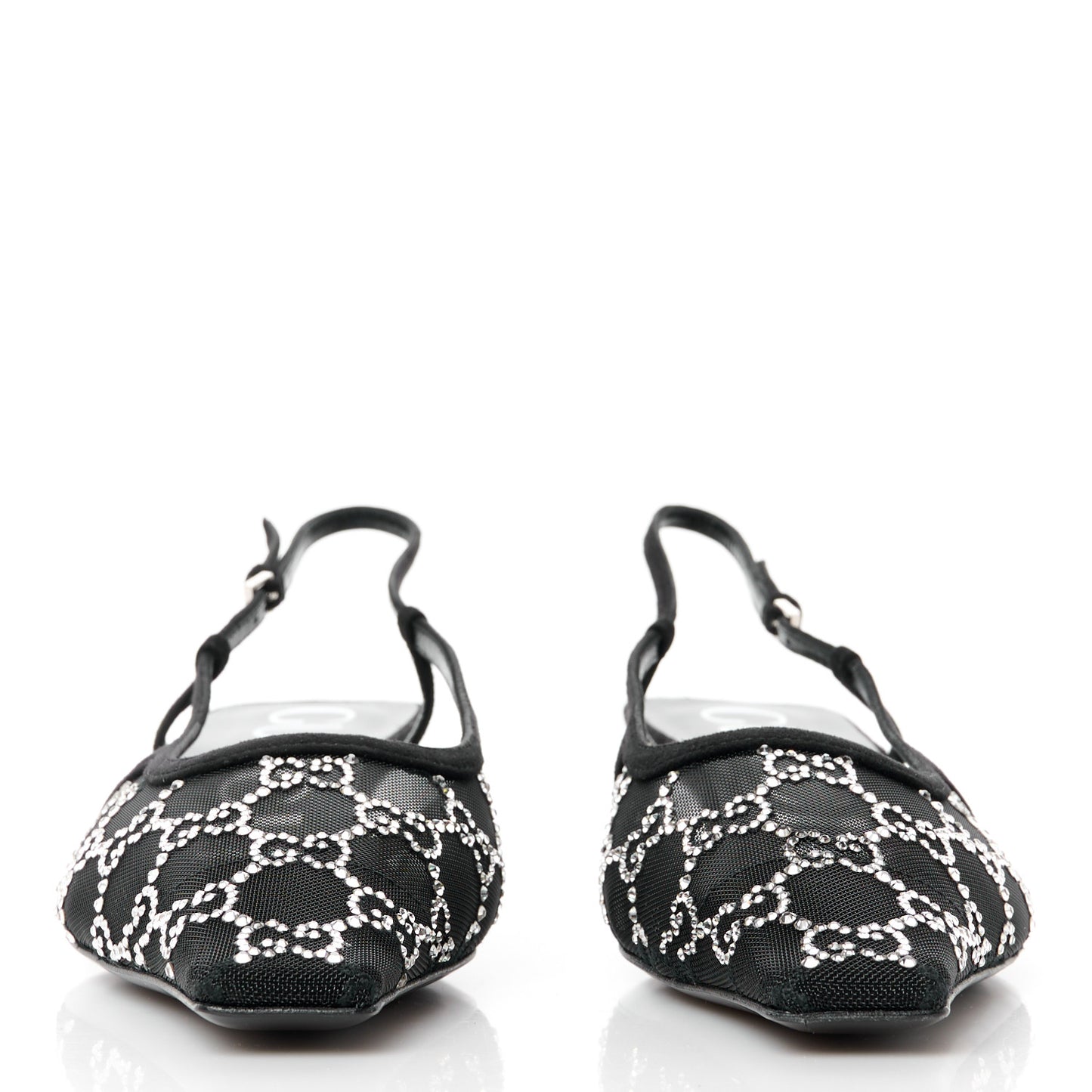 Tela Retino Kid Scamosciato Crystal GG Monogram Square G 35mm Slingback Pumps 38.5 Black