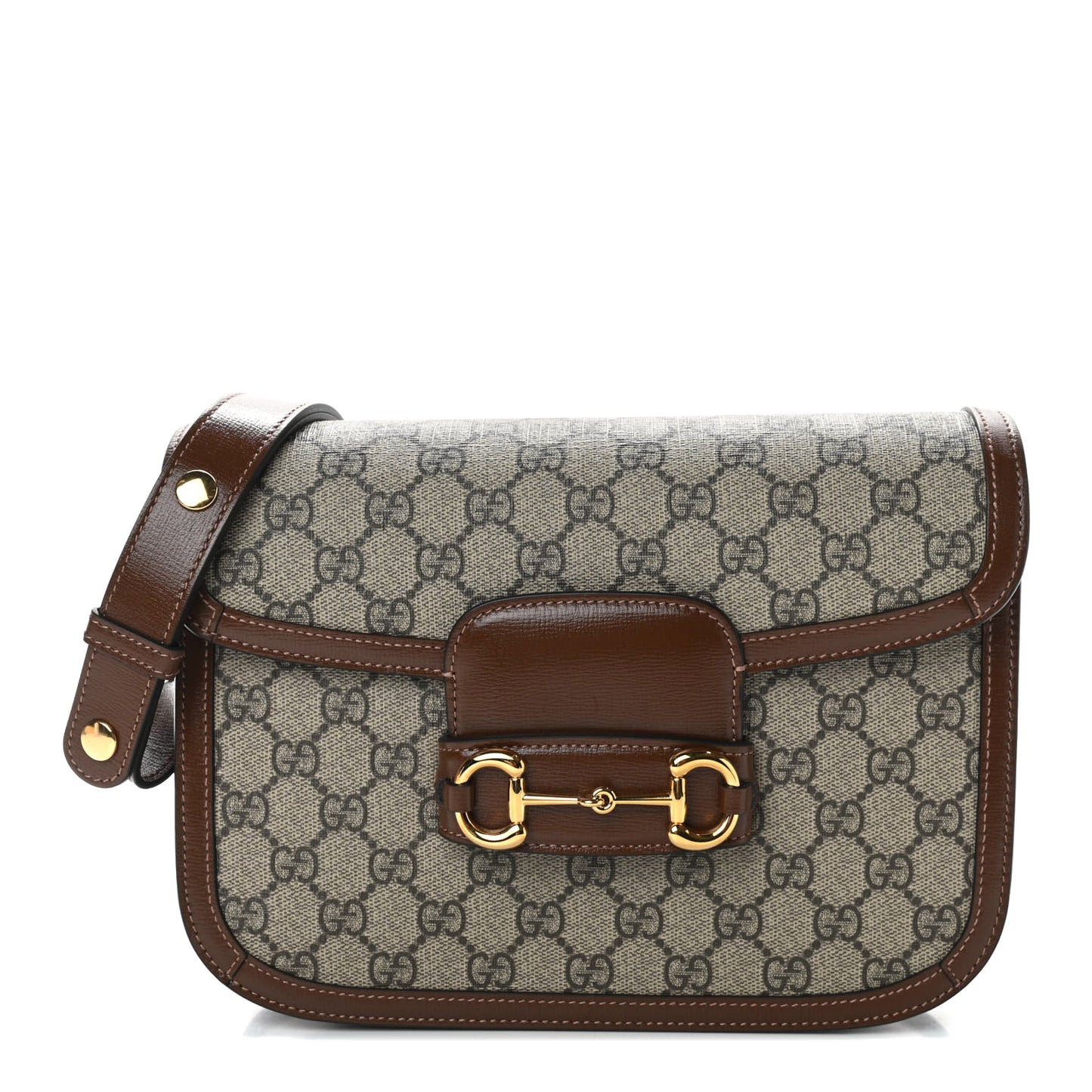 GG Supreme Monogram Horsebit 1955 Shoulder Bag Beige Brown Sugar
