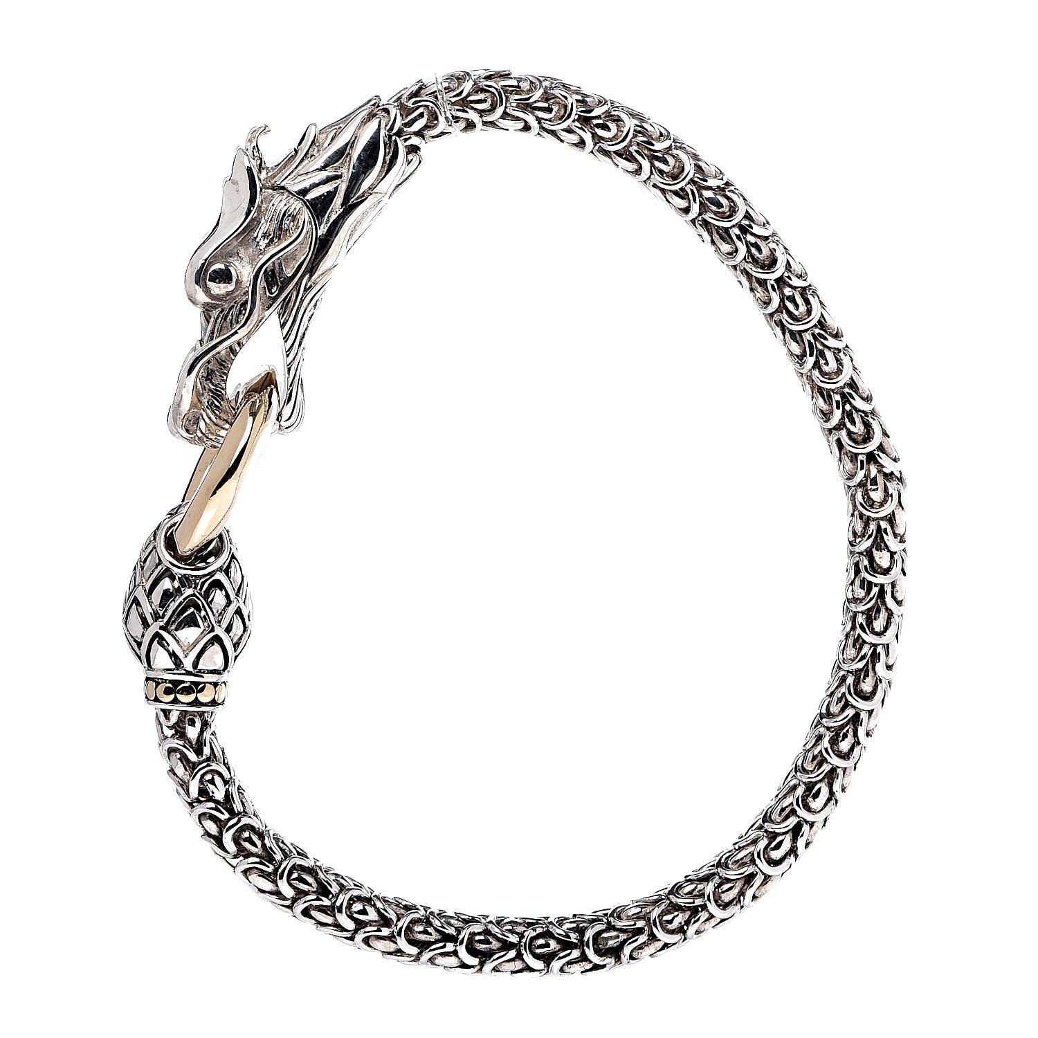 John Hardy Sterling Silver 18K Yellow Gold 6mm Naga Dragon Bracelet 4 of 6
