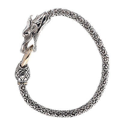 John Hardy Sterling Silver 18K Yellow Gold 6mm Naga Dragon Bracelet 4 of 6