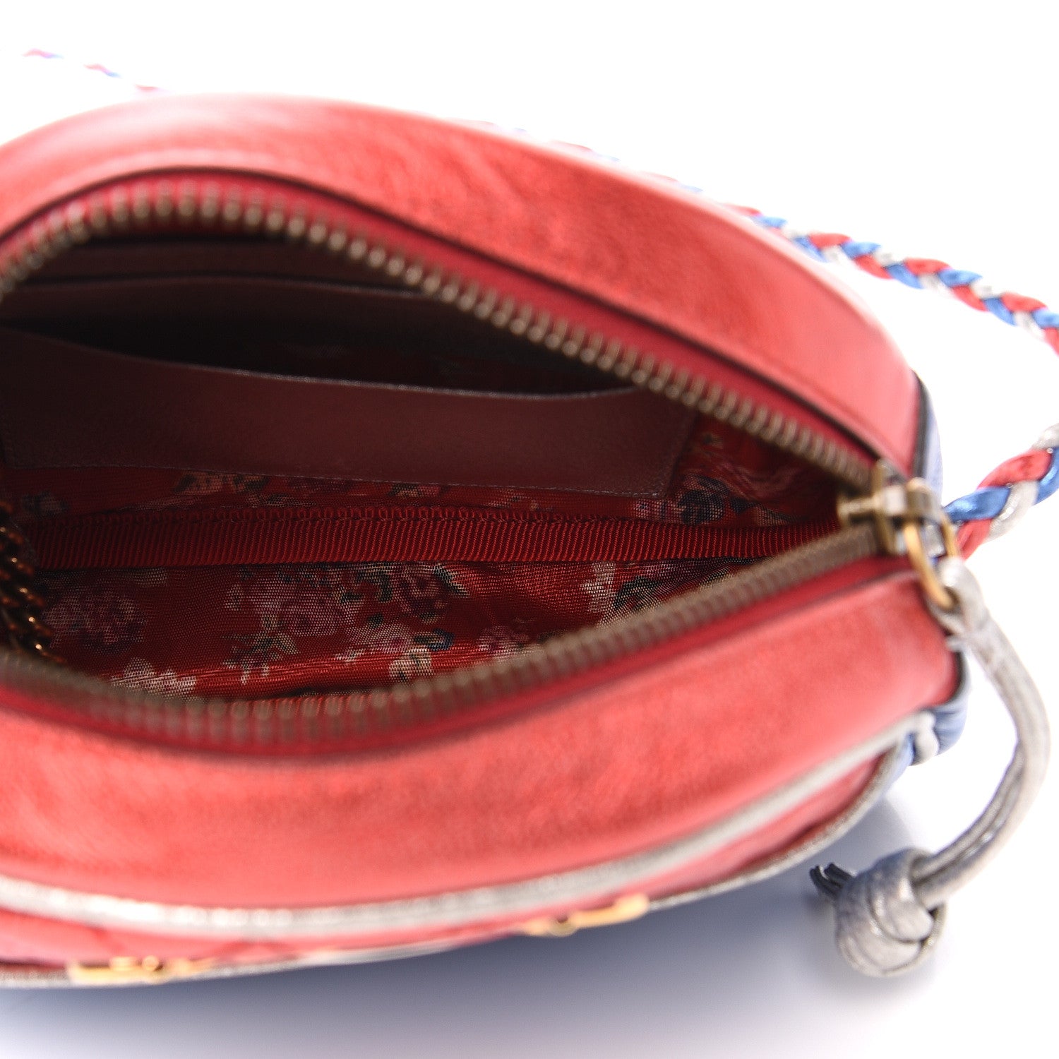 Gucci Laminated Nappa Trapuntata Mini Zumi Dome Shoulder Bag Rosso Marine Argento 4 of 11