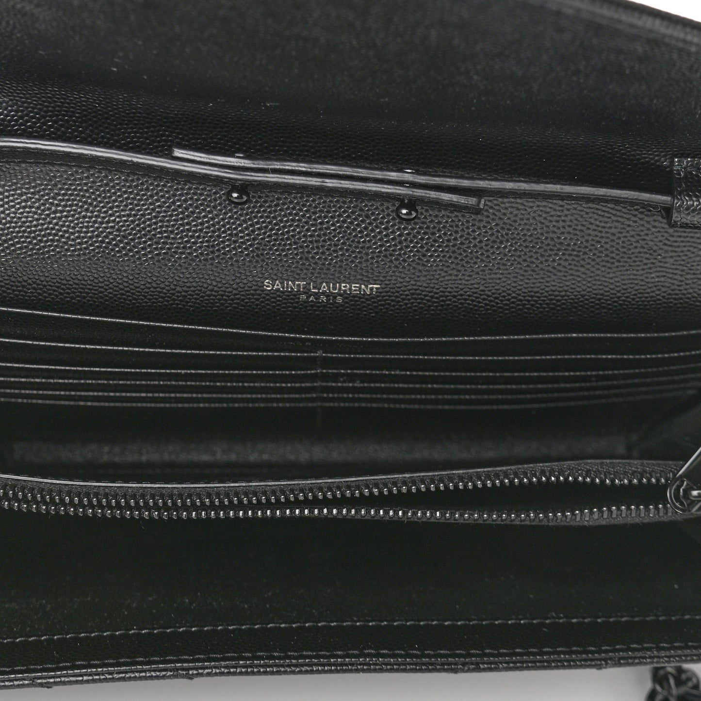 Grain De Poudre Matelasse Chevron Monogram Monochrome Chain Wallet Black