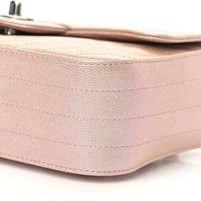 Chanel Iridescent Caviar Chevron Quilted Mini Rectangular Flap Light Gold 18 of 19