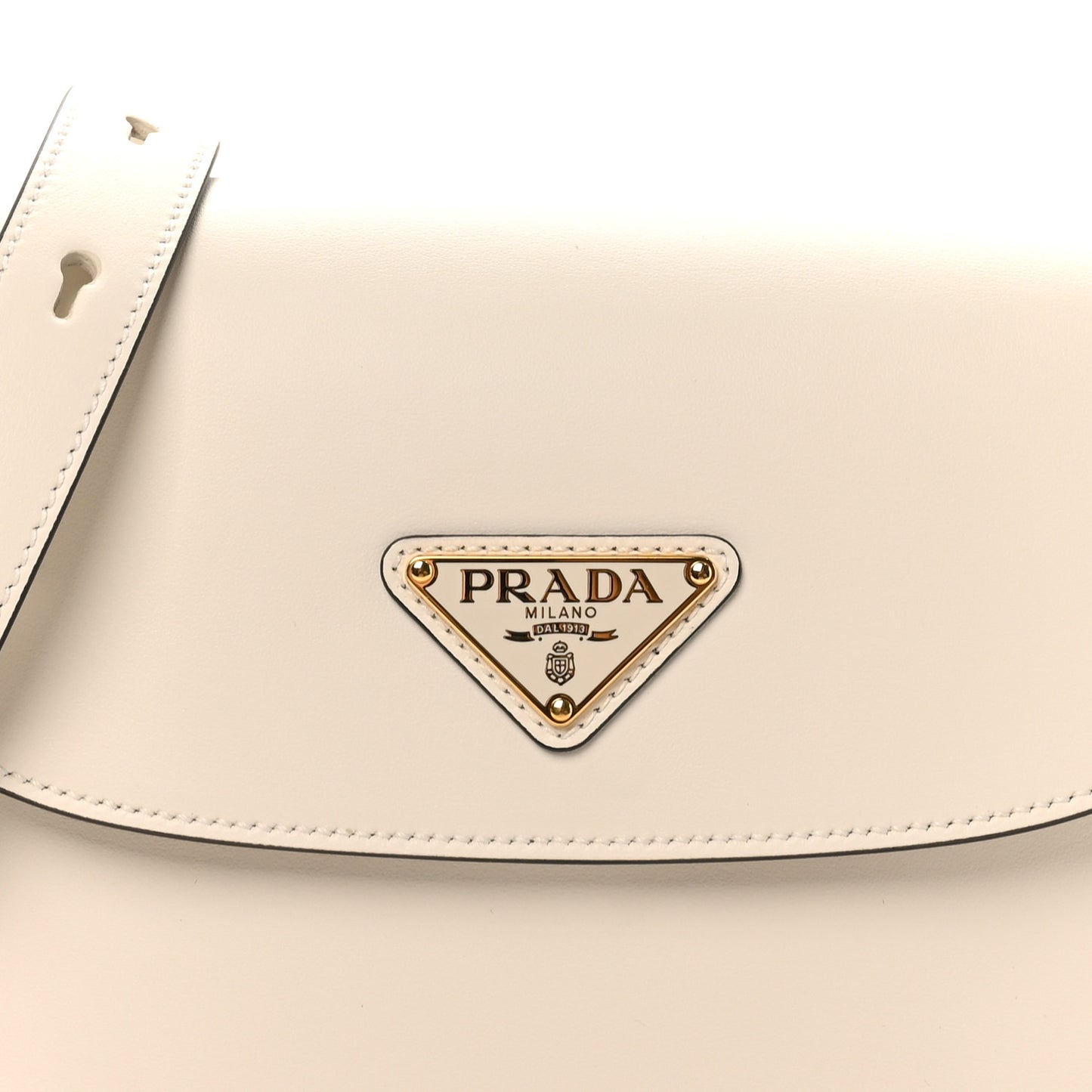 Soft Calfskin Triangle Arque Flap Shoulder Bag White