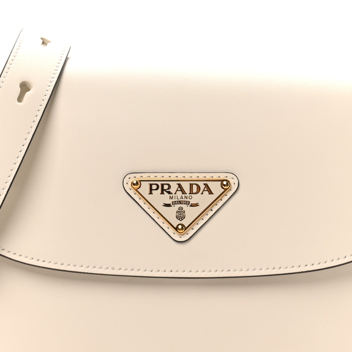 Prada Soft Calfskin Triangle Arque Flap Shoulder Bag White 7 of 9