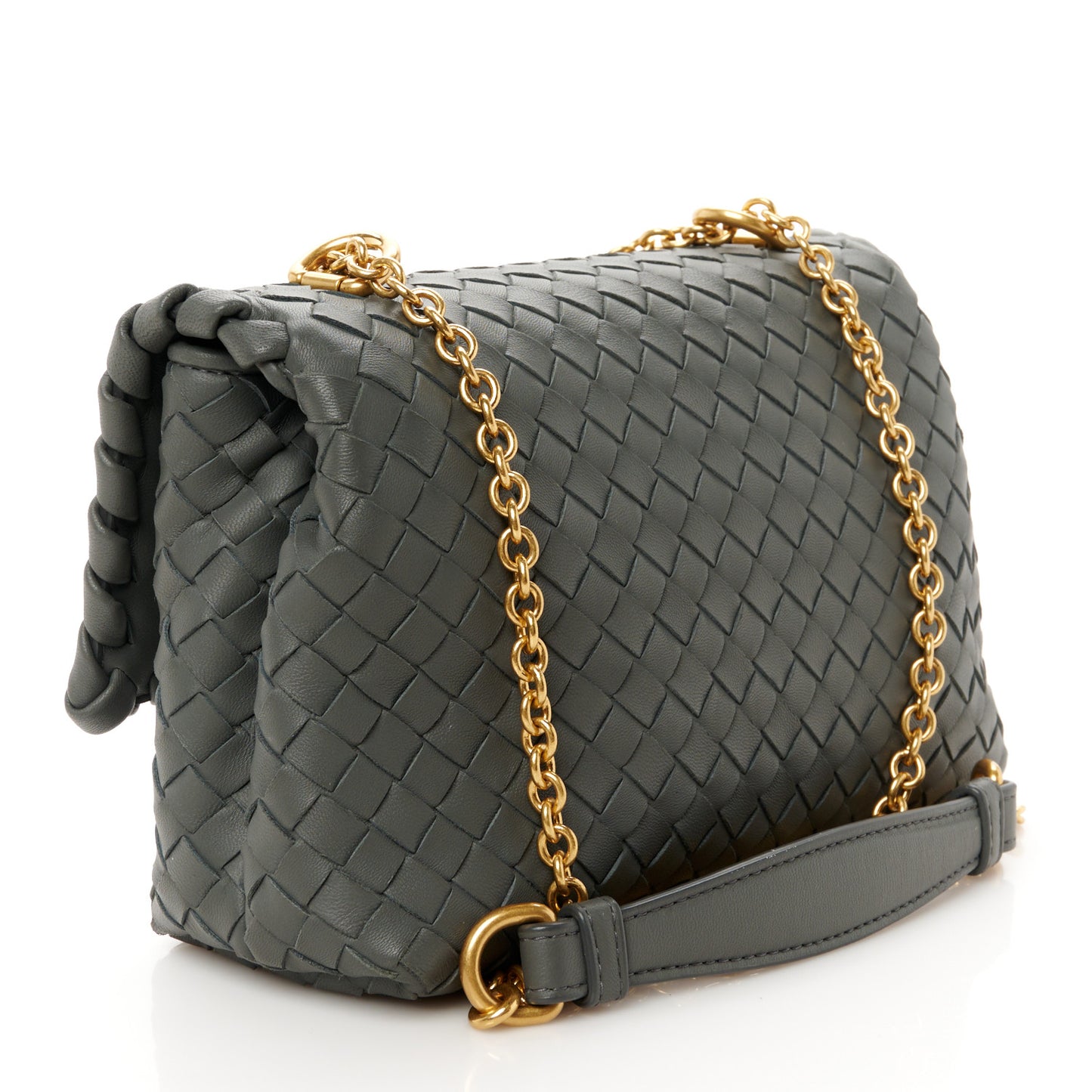 Nappa Intrecciato Baby Olimpia Shoulder Bag Steel