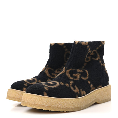 Gucci Faux Shearling Hooper GG Womens Ankle Boots 39 Black Natural Tan 4 of 10