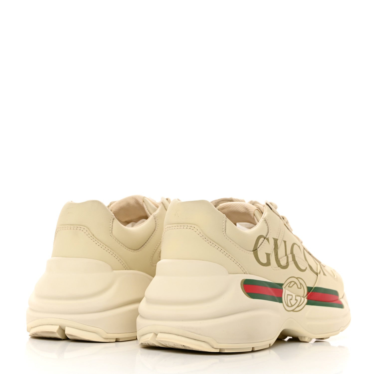 Gucci Calfskin Logo Womens Rhyton Sneakers 37.5 Ivory 4 of 9