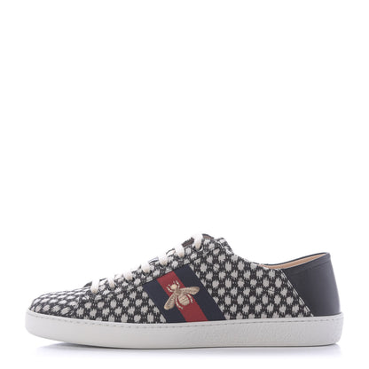 Gucci Jacquard Bee Embroidered Mens Ace Sneakers 12 Black Ivory 1 of 11