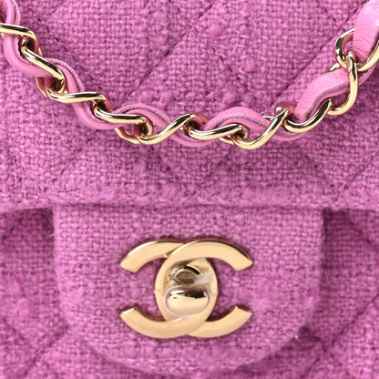 Chanel Tweed Quilted Mini Rectangular Flap Purple 8 of 10