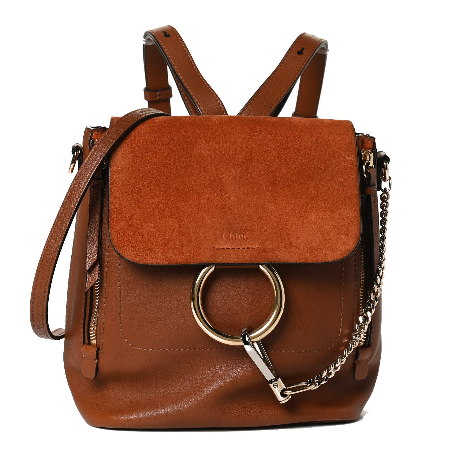 Chloe Suede Calfskin Medium Faye Backpack Tan 1 of 13