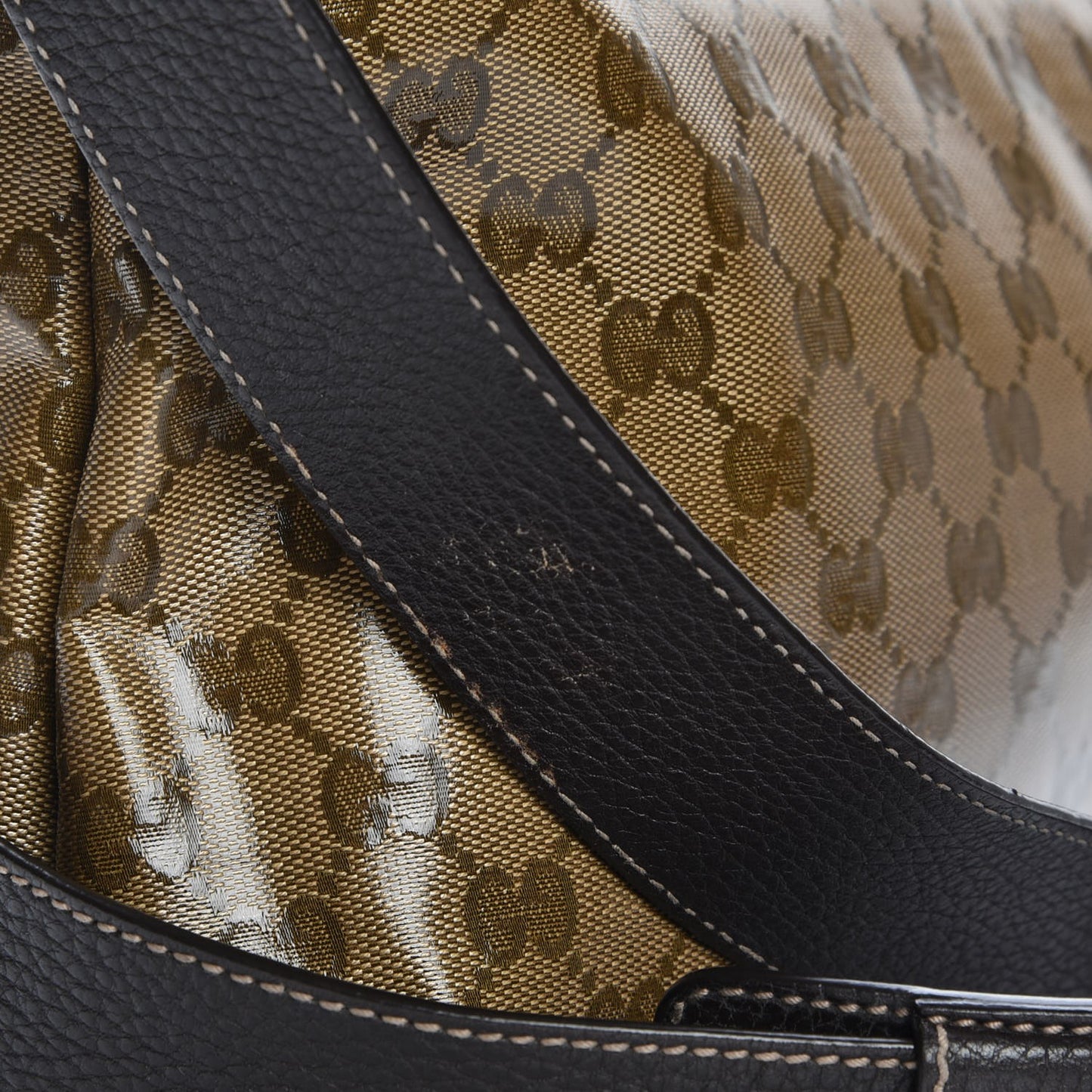 Crystal Monogram Flap Messenger Bag Beige Ebony