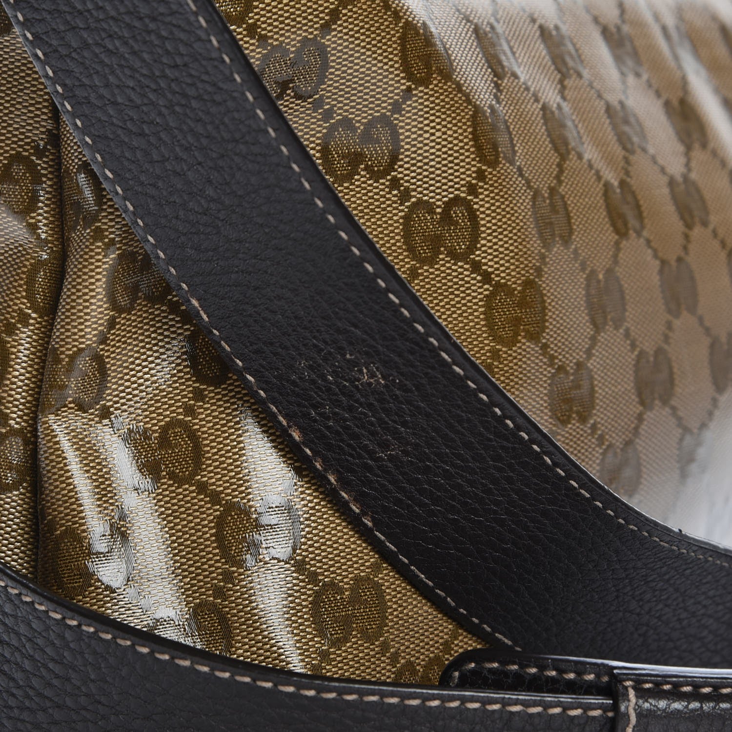 Gucci Crystal Monogram Flap Messenger Bag Beige Ebony 10 of 12