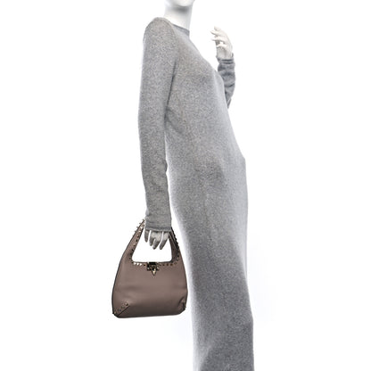Valentino Garavani Pebbled Calfskin Small Rockstud Flip Lock Hobo Poudre 2 of 9