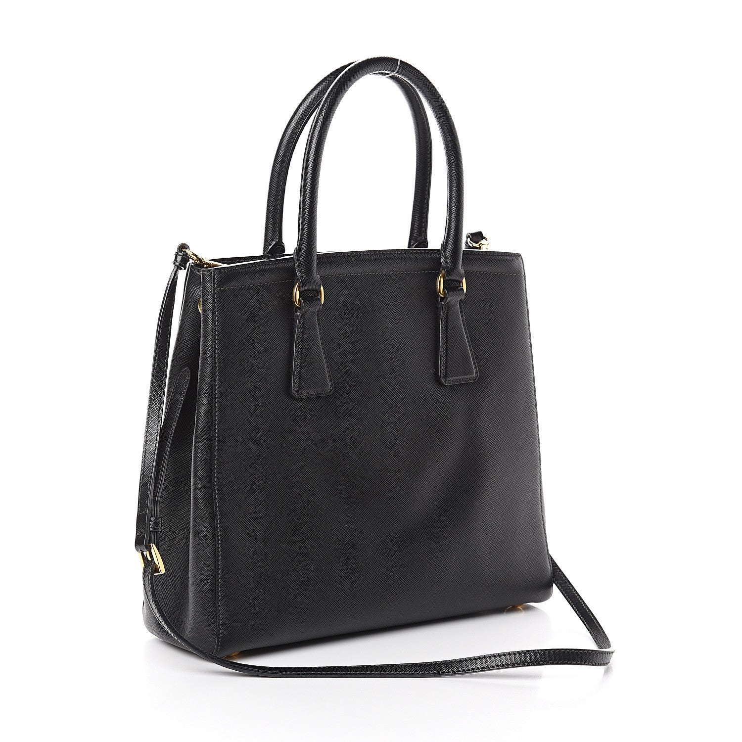 Prada Saffiano Lux Small Parabole Tote Black 2 of 8