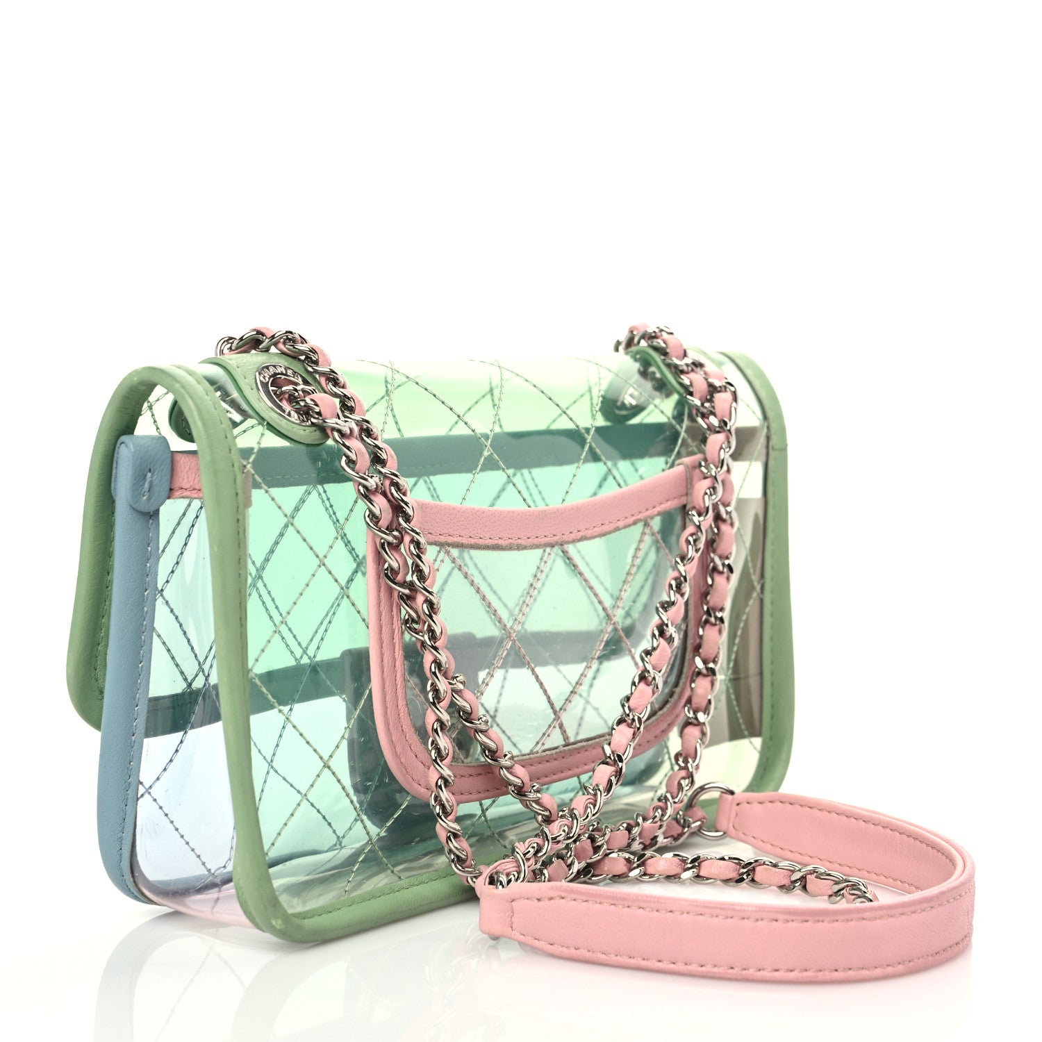 Chanel Lambskin PVC Quilted Mini Coco Splash Flap Blue Green 3 of 9