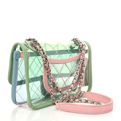 Chanel Lambskin PVC Quilted Mini Coco Splash Flap Blue Green 3 of 9