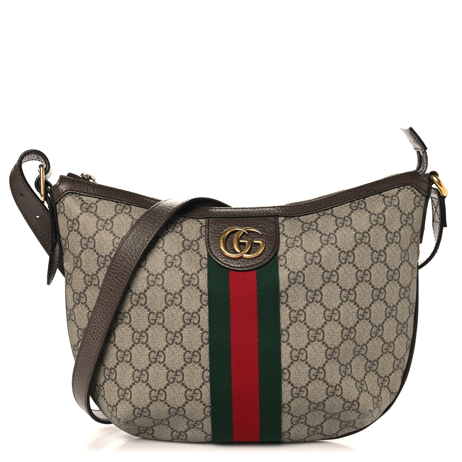 Gucci GG Supreme Monogram Web Small Ophidia Half Moon Hobo Brown 1 of 11