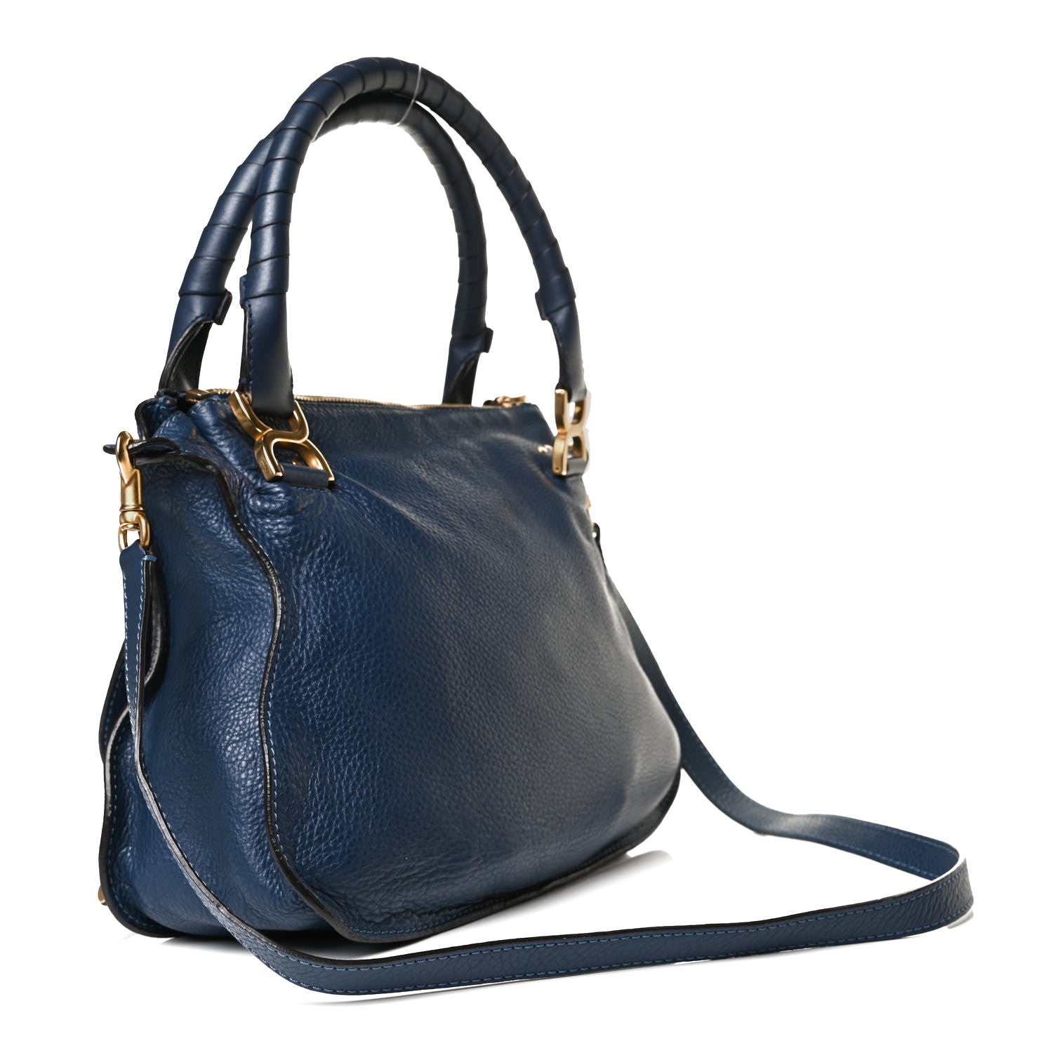 Chloe Calfskin Medium Marcie Satchel Royal Navy 3 of 13