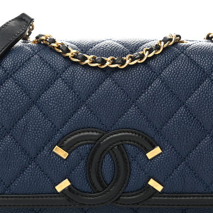 Chanel Caviar Quilted Small CC Filigree Flap Navy Black 10 of 10