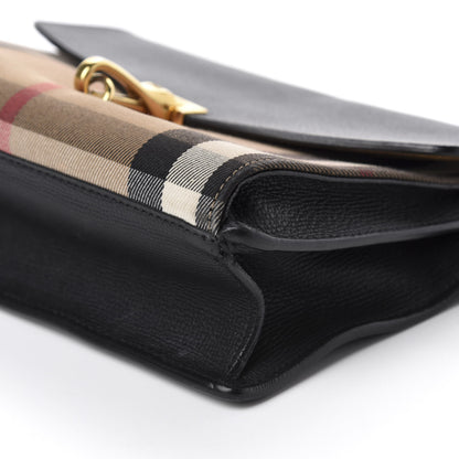 Burberry Derby Calfskin House Check Small Macken Crossbody Bag Black 7 of 10