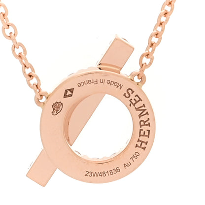 Hermes 18K Rose Gold Diamond Finesse Pendant Necklace 5 of 6