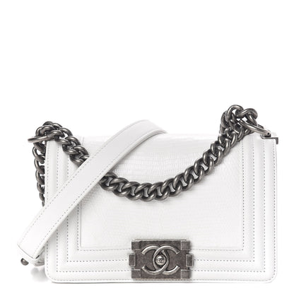 Chanel Lizard Calfskin Small Boy Flap White 1 of 10