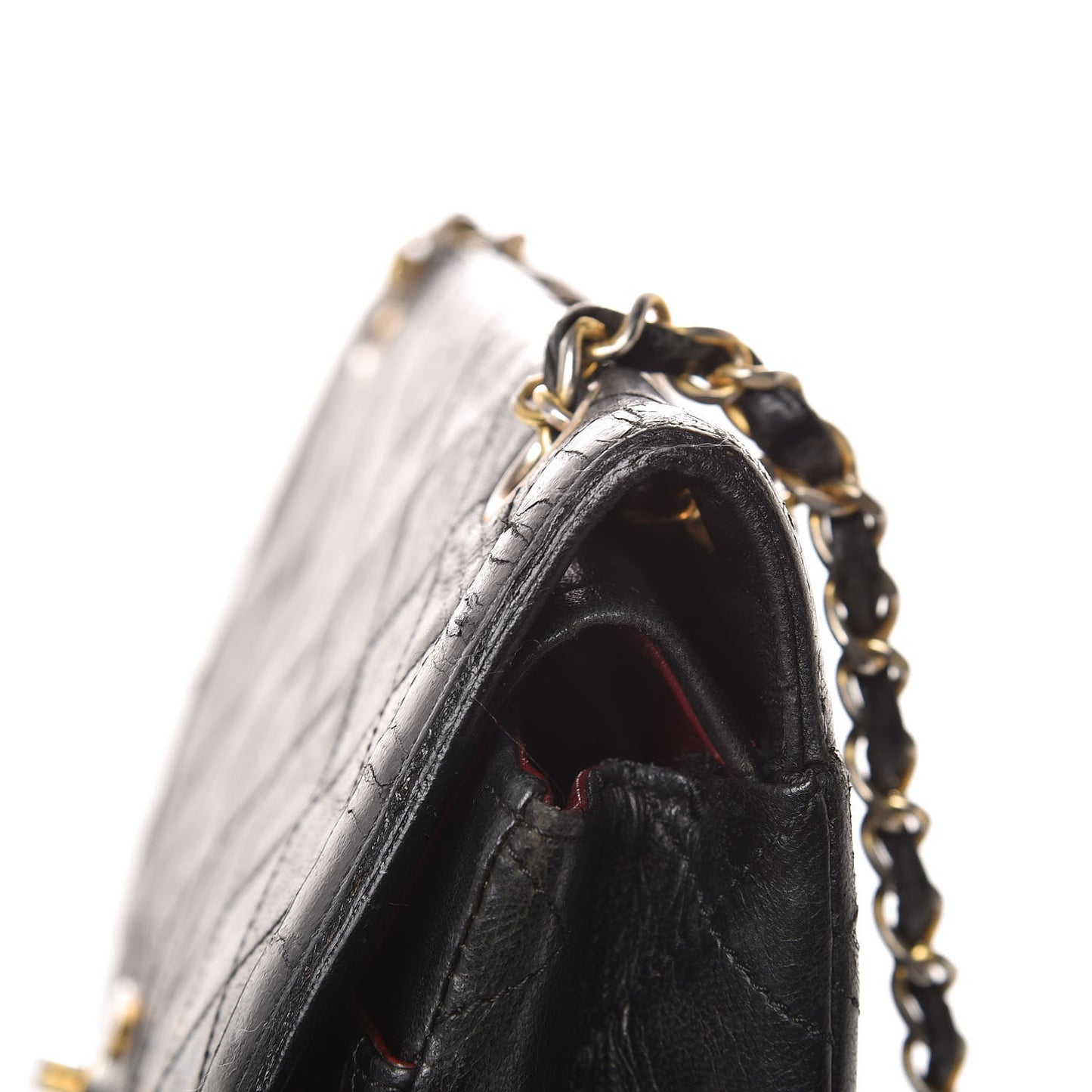 Lambskin Quilted Medium Double Flap Black