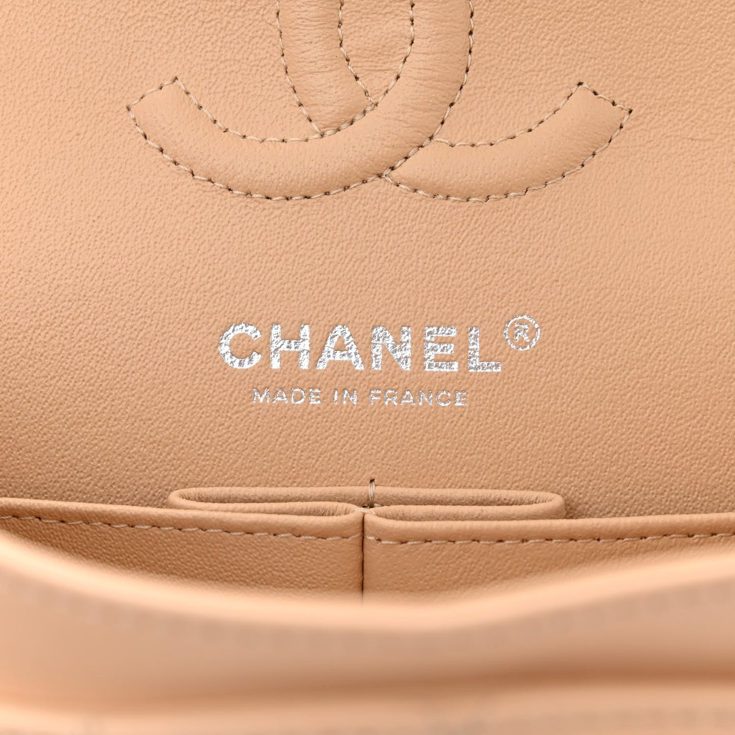 Lambskin Quilted Small Double Flap Beige