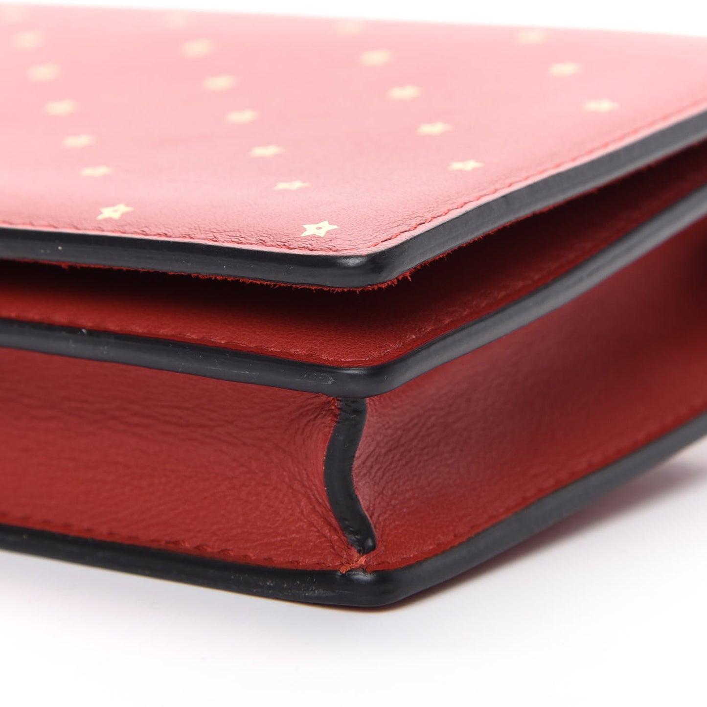 Calfskin Embossed Stars Wallet on Chain Rouge Gold