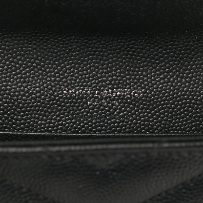 Saint Laurent Grain De Poudre Matelasse Chevron Small Monochrome Monogram Envelope Wallet Black 6 of 7