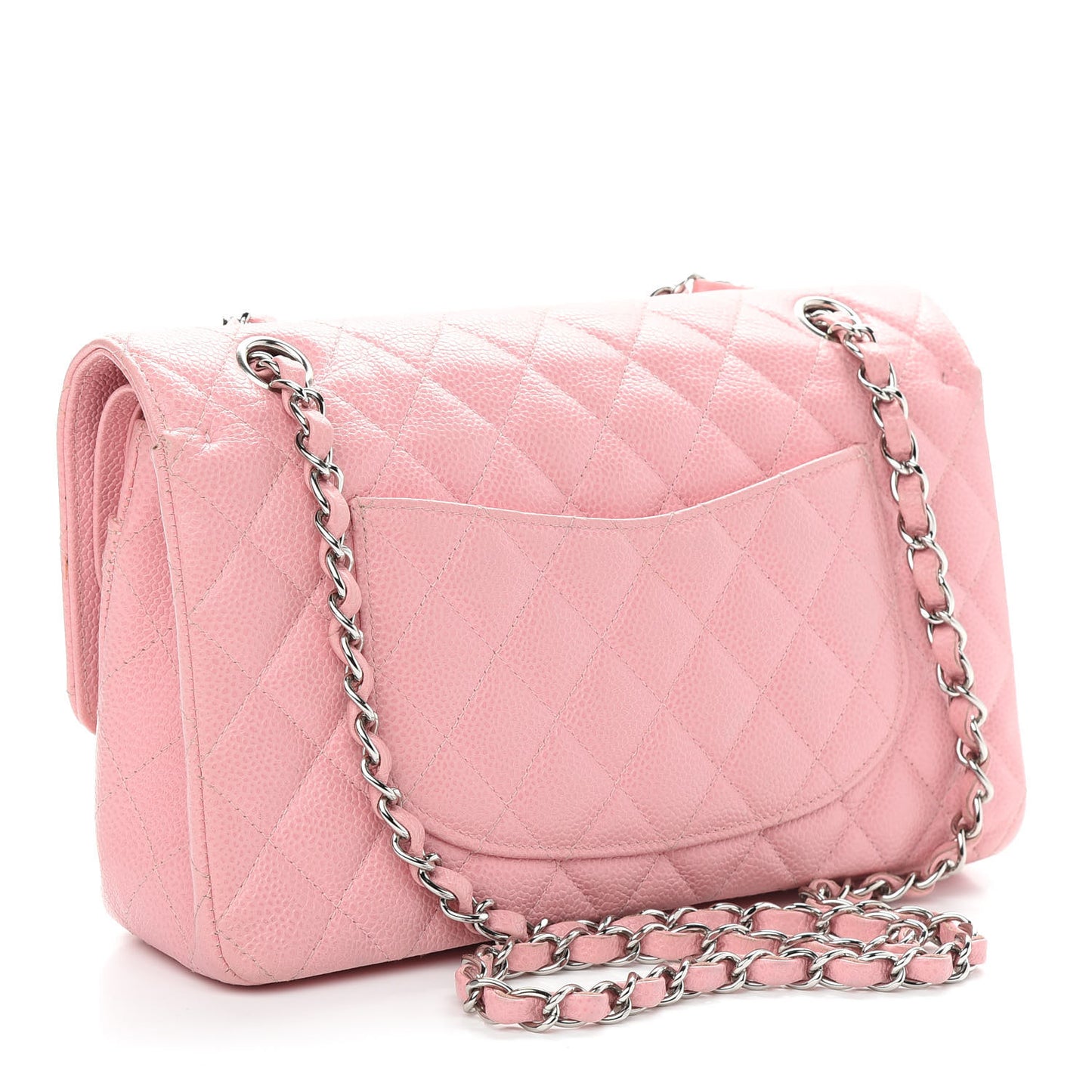 Caviar Quilted Medium Double Flap Pink