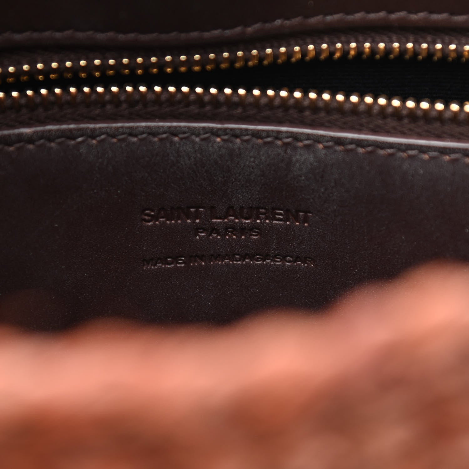 Saint Laurent Raffia Calfskin Small Panier Tote Dark Chocolate 6 of 10