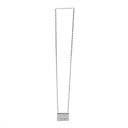 Chanel Metal Lambskin Strass Crystal Purse CC Long Necklace Silver 3 of 6