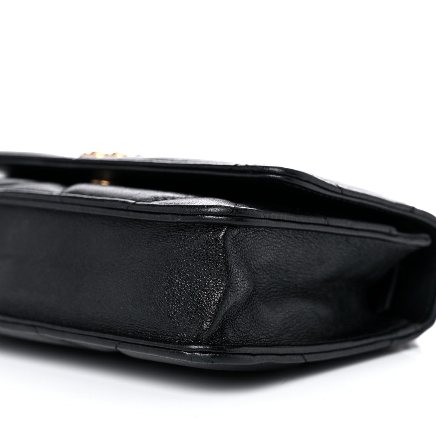 Goatskin Quilted Chanel 19 Wallet On Chain WOC Black