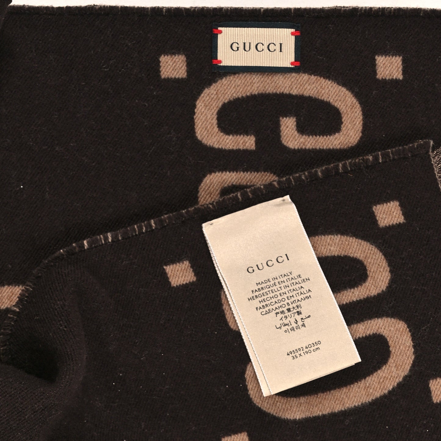 Wool Silk Monogram Jumbo GG Freedom Scarf Dark Brown Beige