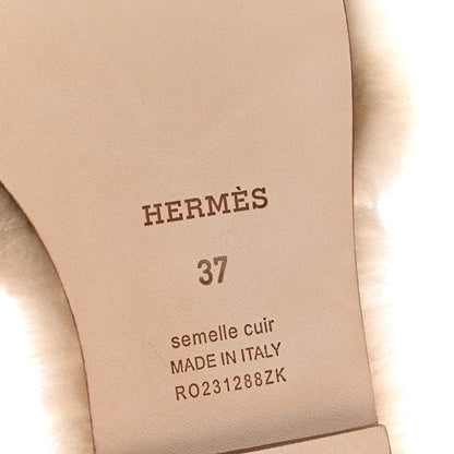 Hermes Woolskin Oran Sandals 37 Beige Argile 7 of 9