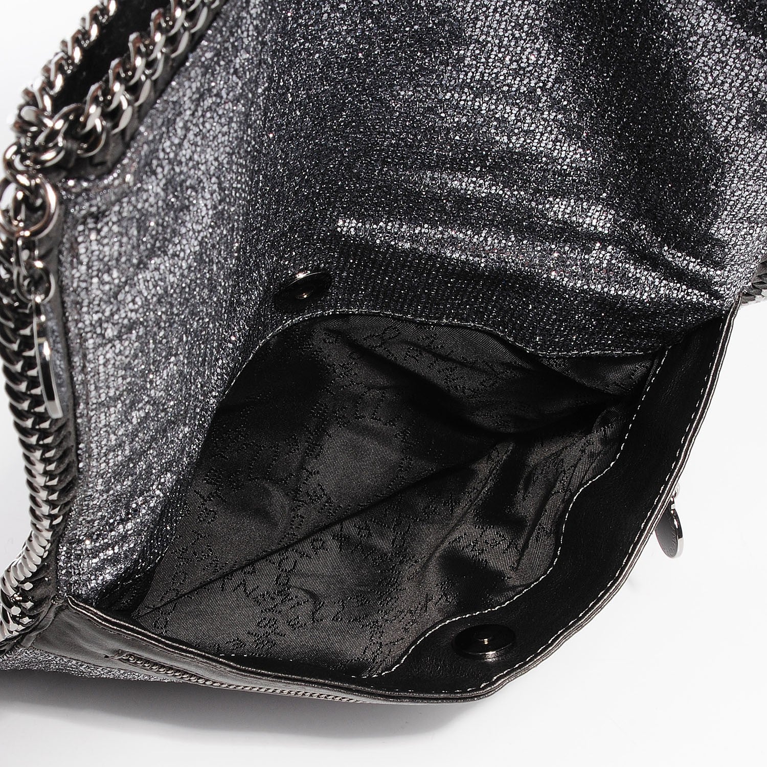 Stella McCartney Metallic Glitter Fold Over Falabella Clutch Silver 5 of 8