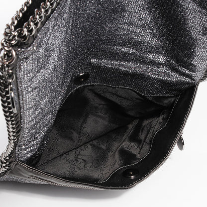 Stella McCartney Metallic Glitter Fold Over Falabella Clutch Silver 5 of 8