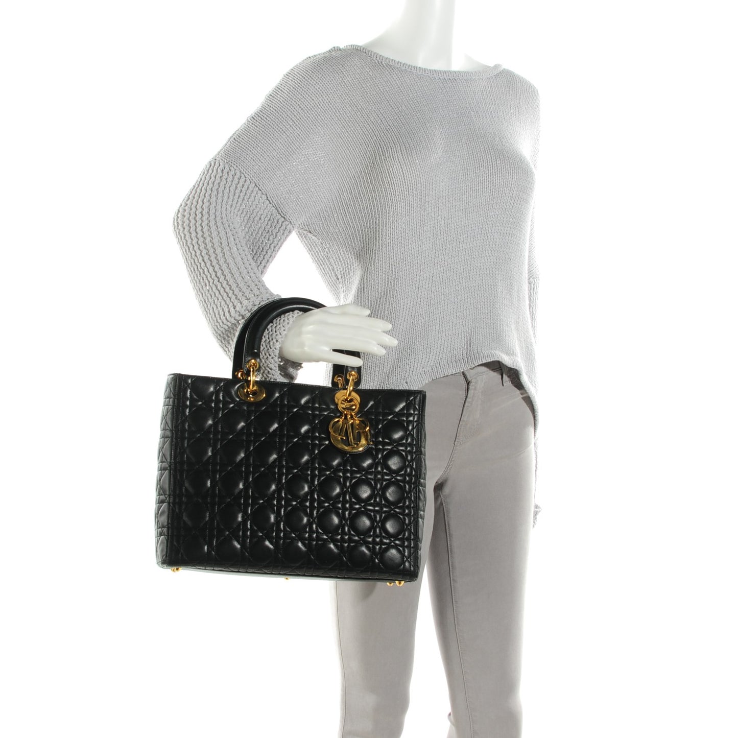 Lambskin Cannage Large Lady Dior Black