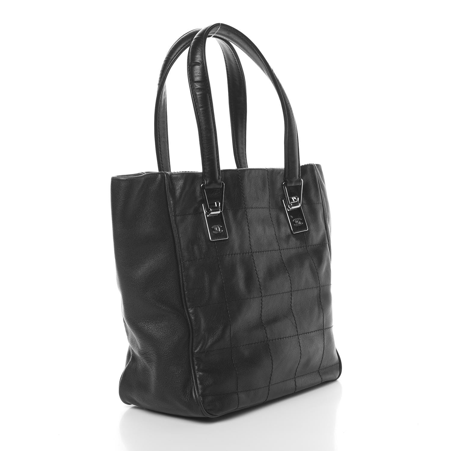 Chanel Lambskin Square Stitched Tote Black 3 of 10