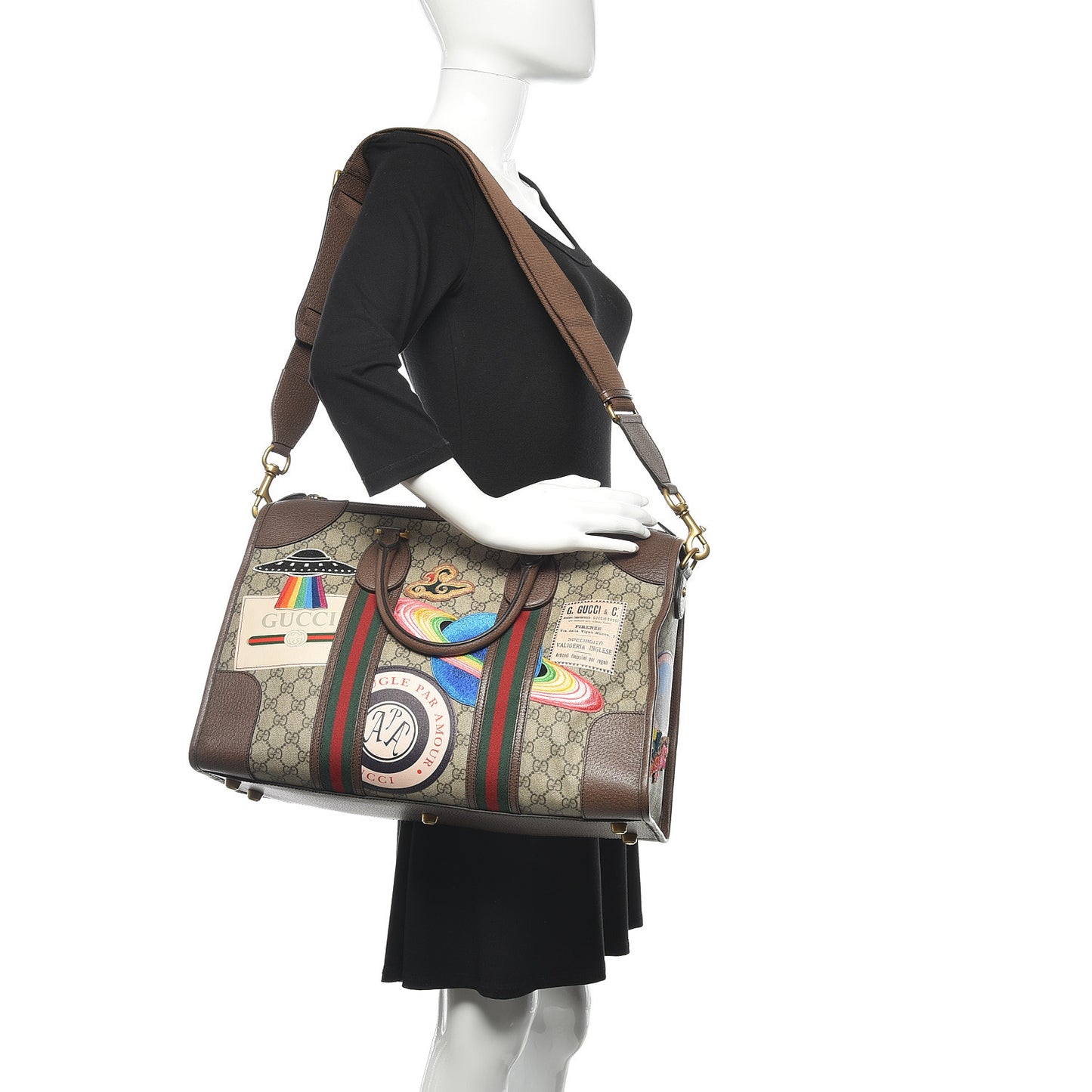 Soft GG Supreme Monogram Courrier Medium Duffle Bag Beige New Acero Multicolor