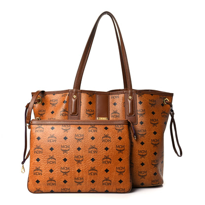 MCM Visetos Medium Liz Reversible Shopper Tote Cognac 1 of 21